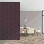 Wallpaper Deep Silver, crumpled mauve texture on a dining room wall