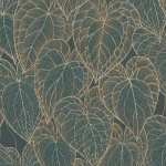 Wallpaper Prairie, deep green moiré on a living room wall
