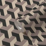 Wallpaper Dark Slate, grey, black and ecru 3D cube pattern