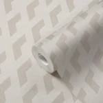 Wallpaper Frosted Rock with beige-grey geometric cube pattern