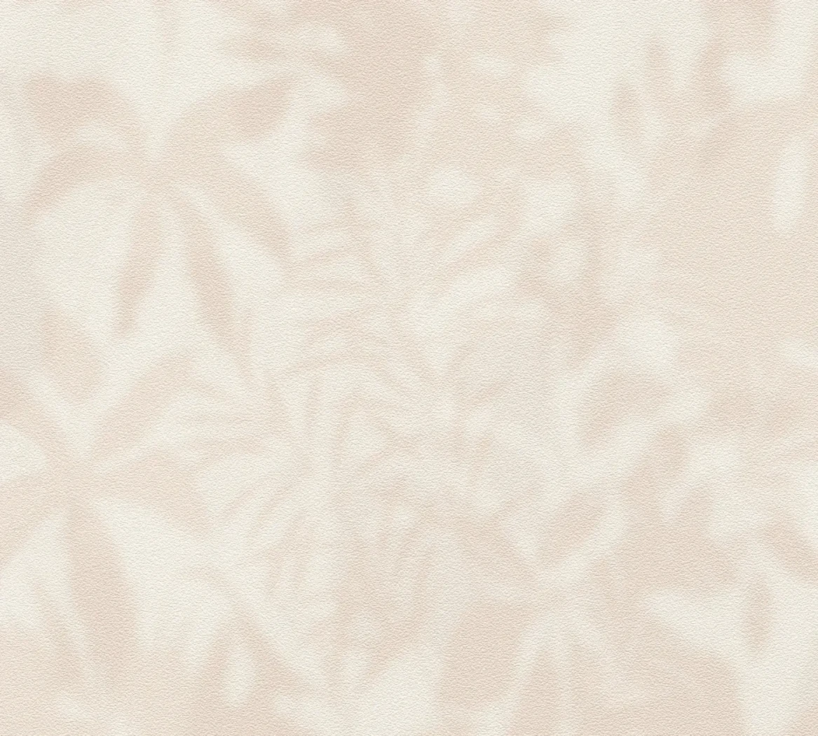 Wallpaper Light Ecru, pale cream leaves in a soft watercolour style