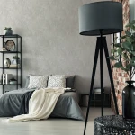Wallpaper Light Anthracite, off-white with faint embossed leaf silhouettes