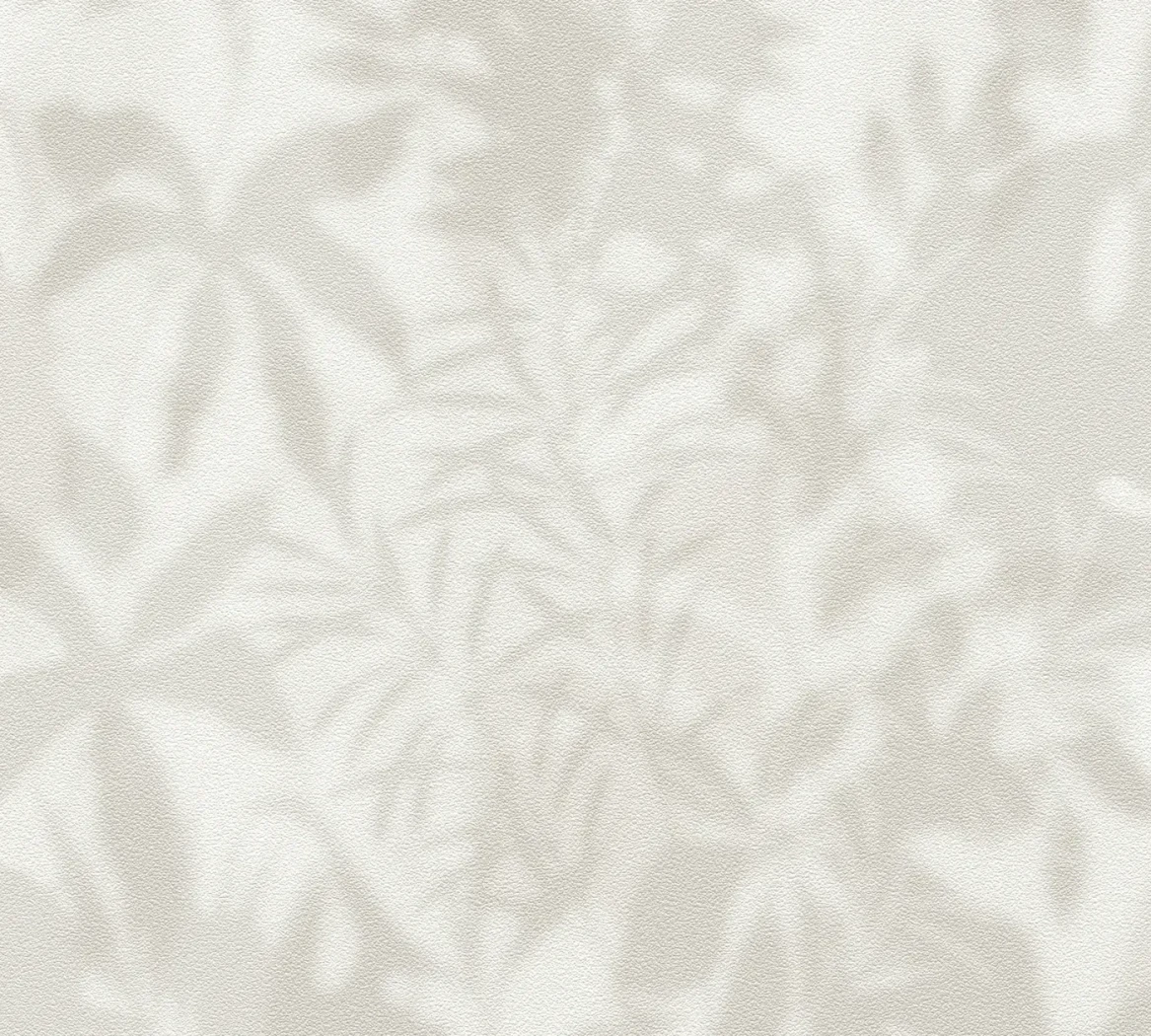 Wallpaper Frosted Ash, tone-on-tone foliage on ivory