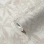 Wallpaper Frosted Ash, tone-on-tone foliage on ivory