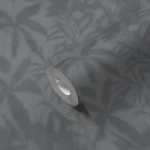 Wallpaper Soft Soot, grey tropical leaves on a dark grey ground