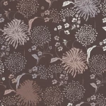 Wallpaper Chilli, copper and pink chrysanthemums on deep brown