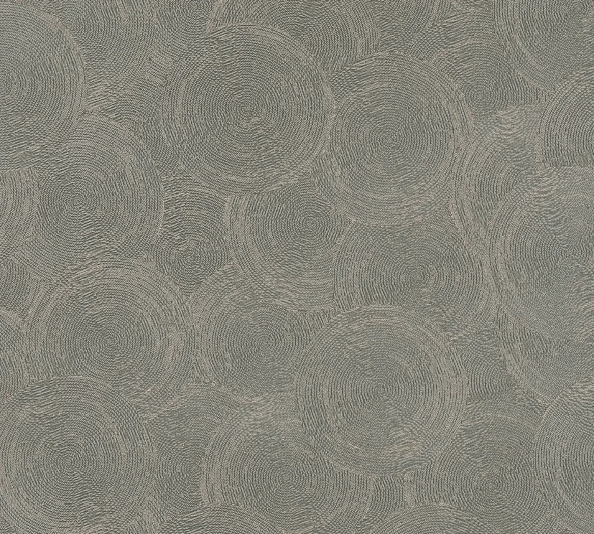 Wallpaper Misty Flint, overlapping corded discs in khaki grey