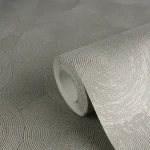 Wallpaper Misty Flint, overlapping corded discs in khaki grey