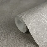 Wallpaper Soft Smoke, overlapping corded spirals in greyish taupe