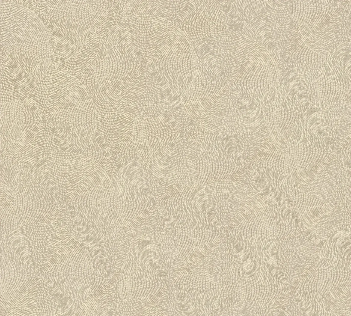 Wallpaper Veiled Jute, pale sand corded spirals on ivory