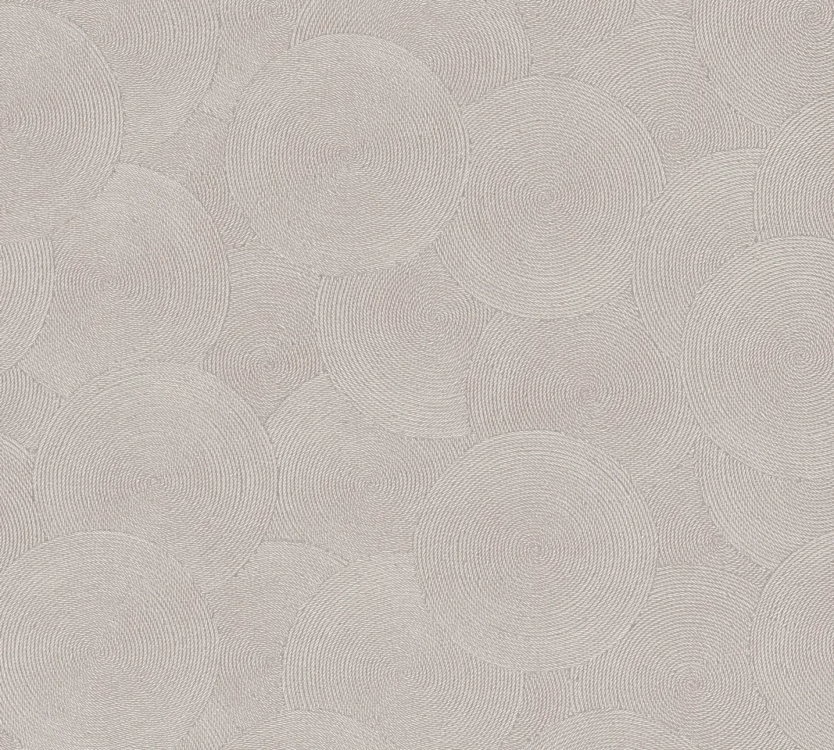 Wallpaper Veiled Cement, pale pinkish grey corded spirals in relief
