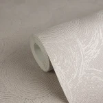 Wallpaper Veiled Cement, pale pinkish grey corded spirals in relief