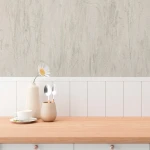 Wallpaper Frosted Graphite, faint grasses on grey-beige canvas