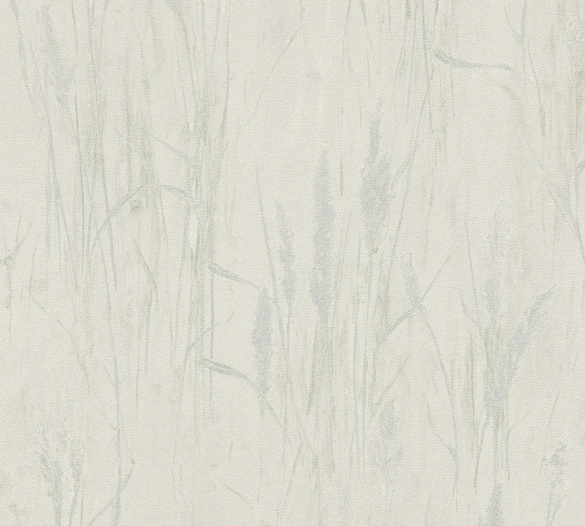 Wallpaper Frosted Mist, grey grasses on a light canvas ground