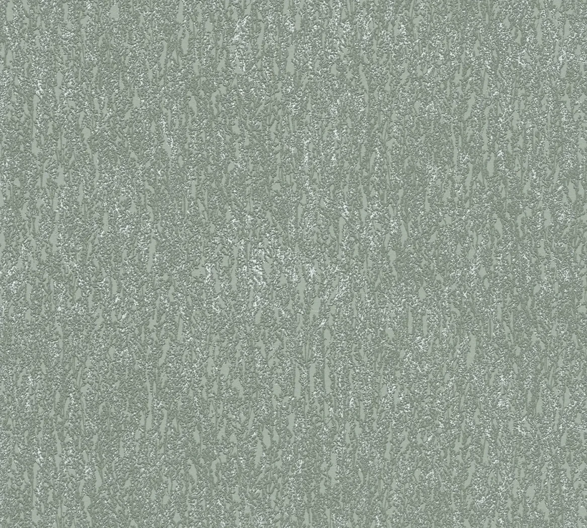Wallpaper Soft Silver, verdigris grey with a fine silver vertical grain