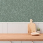 Wallpaper Soft Silver, verdigris grey with a fine silver vertical grain