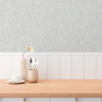 Wallpaper Frosted Pewter, plain light grey with vertical grain