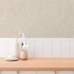 Wallpaper Frosted Zinc, matt greyish beige with fine vertical grain