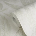 Wallpaper Light Snow, almond-green feathery leaves on white