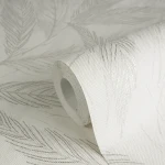 Wallpaper Frosted Slate, large beige fronds on an ivory ground