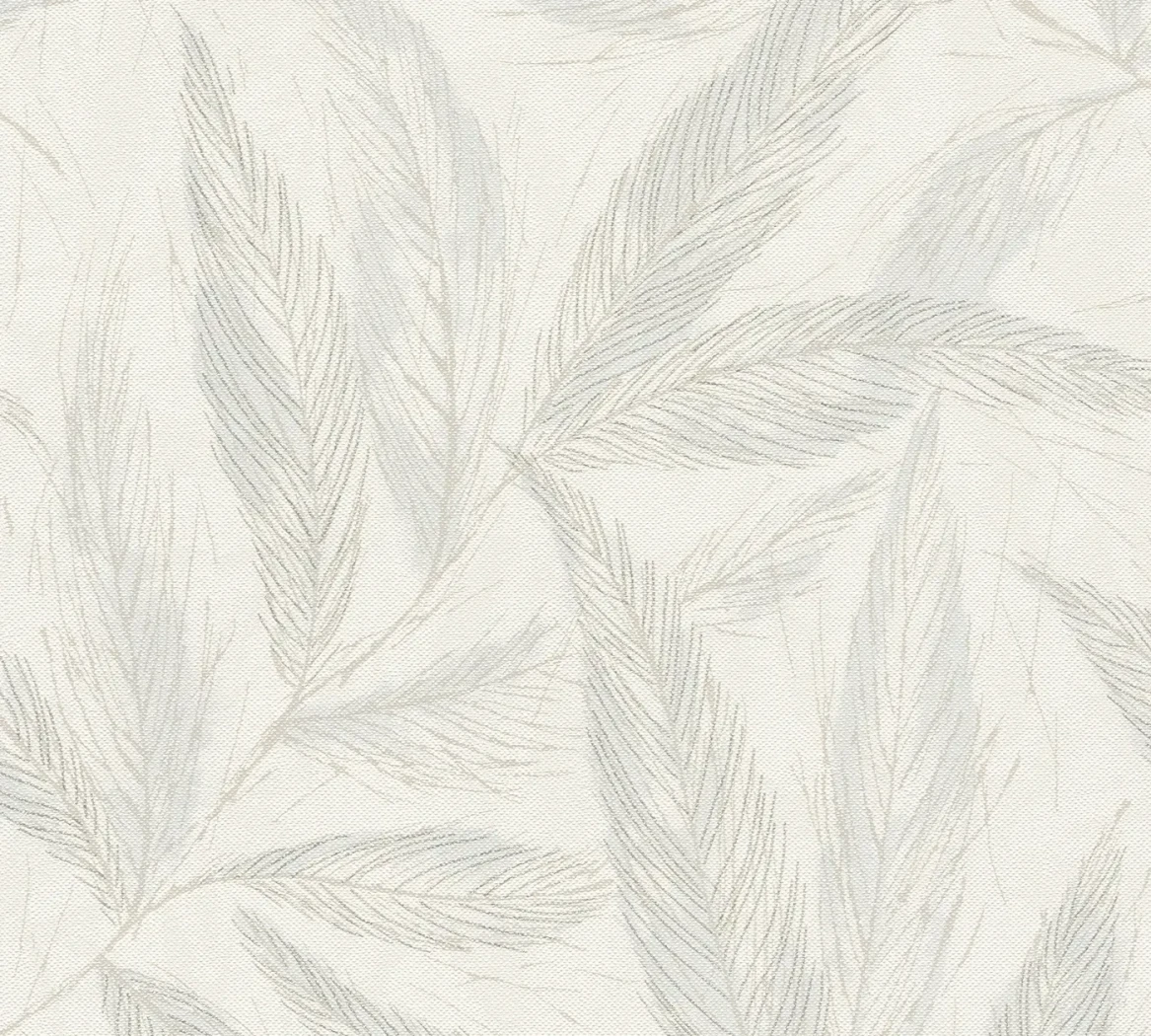 Wallpaper Light Drizzle, light grey fern fronds on near-white