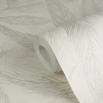 Wallpaper Light Drizzle, light grey fern fronds on near-white
