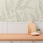 Wallpaper Light Drizzle, light grey fern fronds on near-white