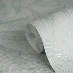 Wallpaper Veiled Anthracite, grey fronds on sage green ground