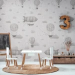 Wallpaper Soft Cloud, grey hot-air balloons and airships among clouds
