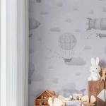 Wallpaper Soft Cloud, grey hot-air balloons and airships among clouds