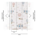 Wallpaper Soft Heather, pastel hot-air balloons and clouds on cream