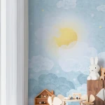 Wallpaper Frosted Straw Yellow, pale night sky with clouds and stars