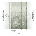 Wallpaper Misty Mimosa, fir forest silhouettes in a misty gradient