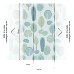 Wallpaper Fern, stylised green and blue trees in a row