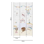 Wallpaper Soft Graphite, circus animals, big top and rainbow mural