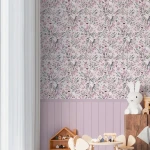 Wallpaper Vermilion, powder-pink blossom branches and small birds