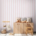 Wallpaper Pale Milk, wide powder pink and white vertical stripes