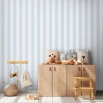 Wallpaper Pale Ivory with wide pale blue and white stripes