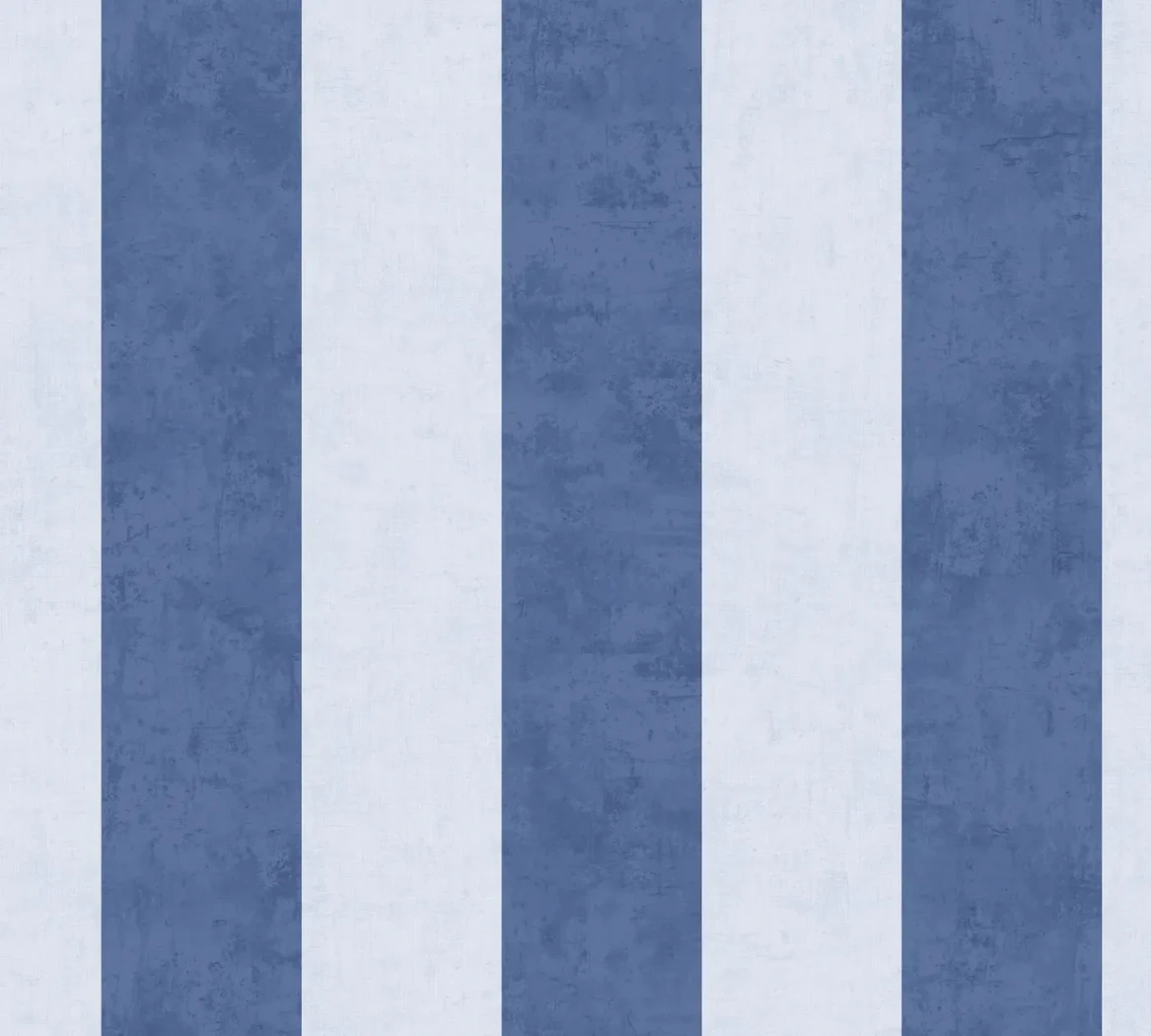 Wallpaper Light Navy with wide denim blue and white stripes