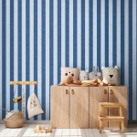 Wallpaper Light Navy with wide denim blue and white stripes