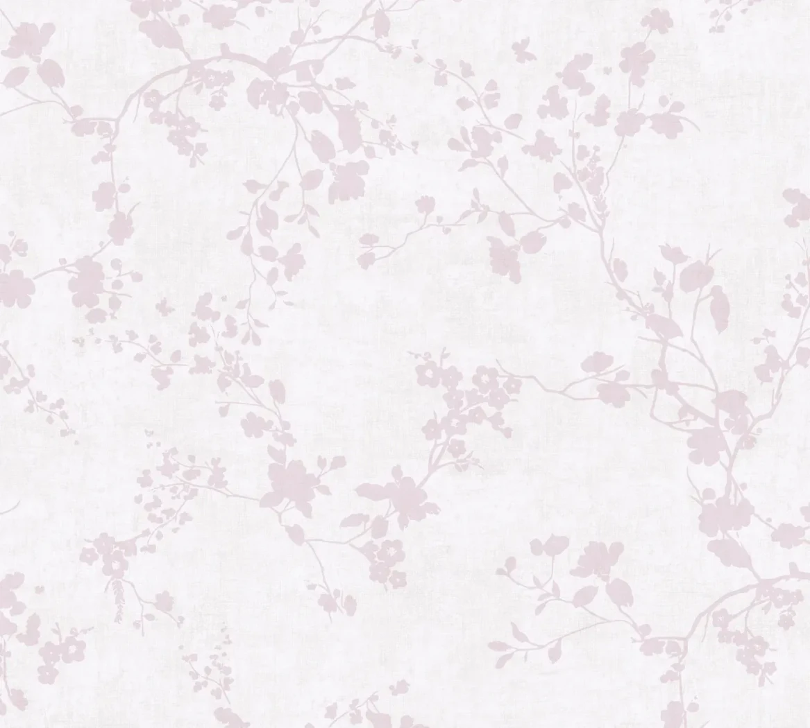 Wallpaper Pale Silica, pink blossom branches on a pale ground