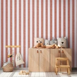 Wallpaper Pale Opal with terracotta and white vertical stripes