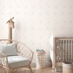 Wallpaper Pale Crystal with suns, moon and stars on off-white
