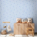 Wallpaper Light Abyss with dolphins and starfish on light blue