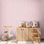Wallpaper Cherry, white hand-drawn circles on powder pink