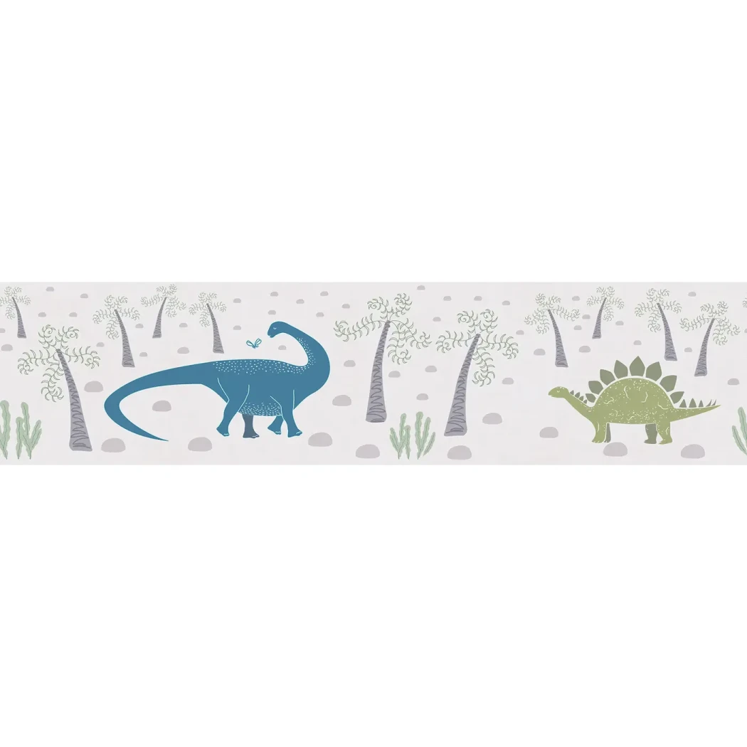 Wallpaper Pale Lava border with blue and green dinosaurs