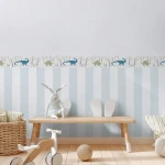 Wallpaper Pale Lava border with blue and green dinosaurs