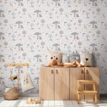 Wallpaper Pale Pearl, pastel savannah animals in watercolour