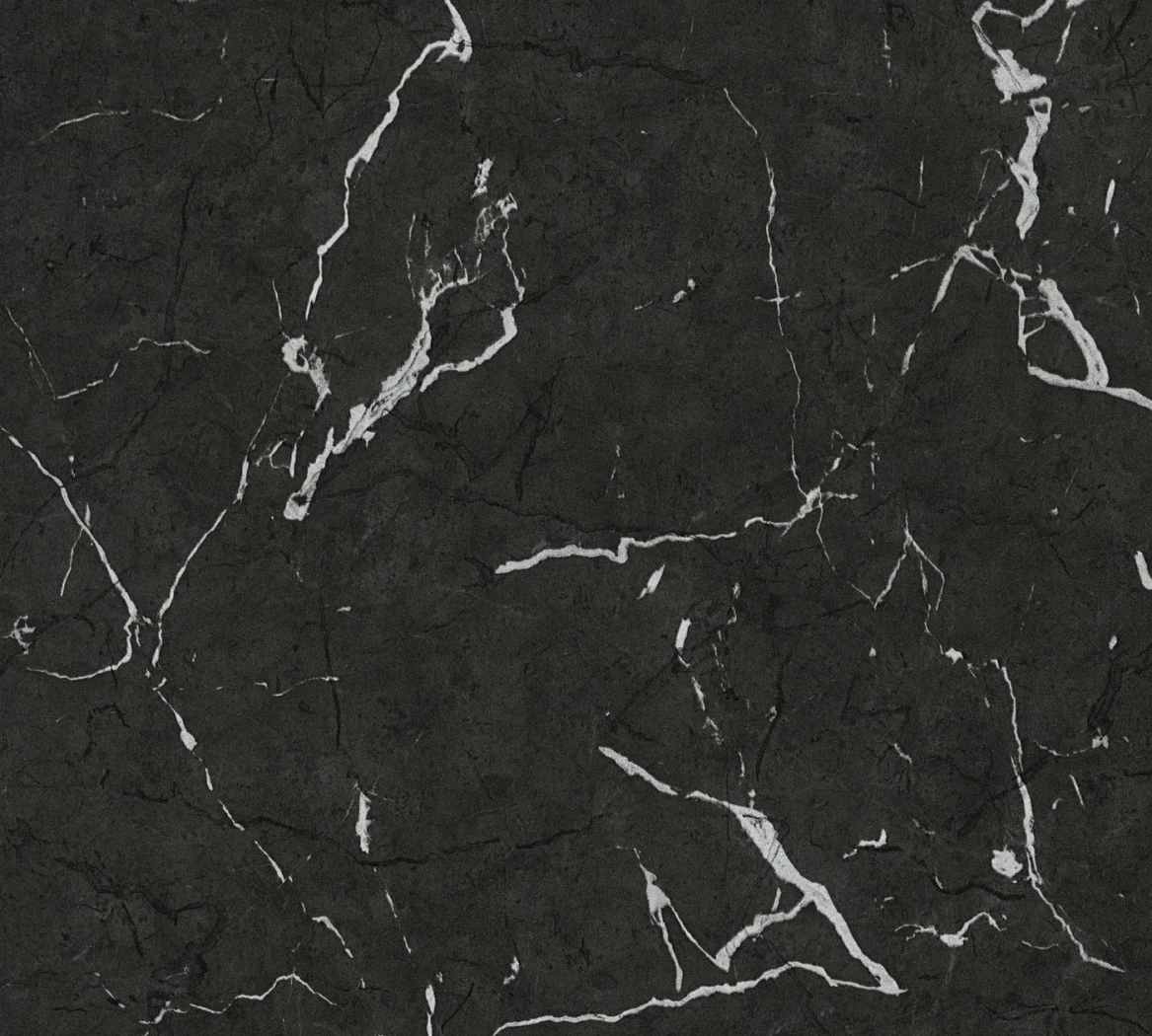 Wallpaper Pitch in black marble effect with white veining