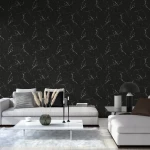 Wallpaper Pitch in black marble effect with white veining